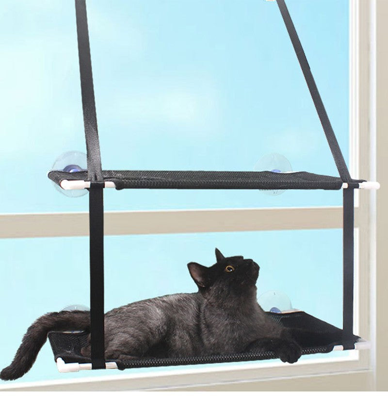 Rede de Gato para Janela Cama para Gatinho Cadeira de Sol Nicho Suspenso Sofá de Gato Túneis de Dois Andares Ventosa para Parede Cama Suspensa para Animais de Estimação de Inverno