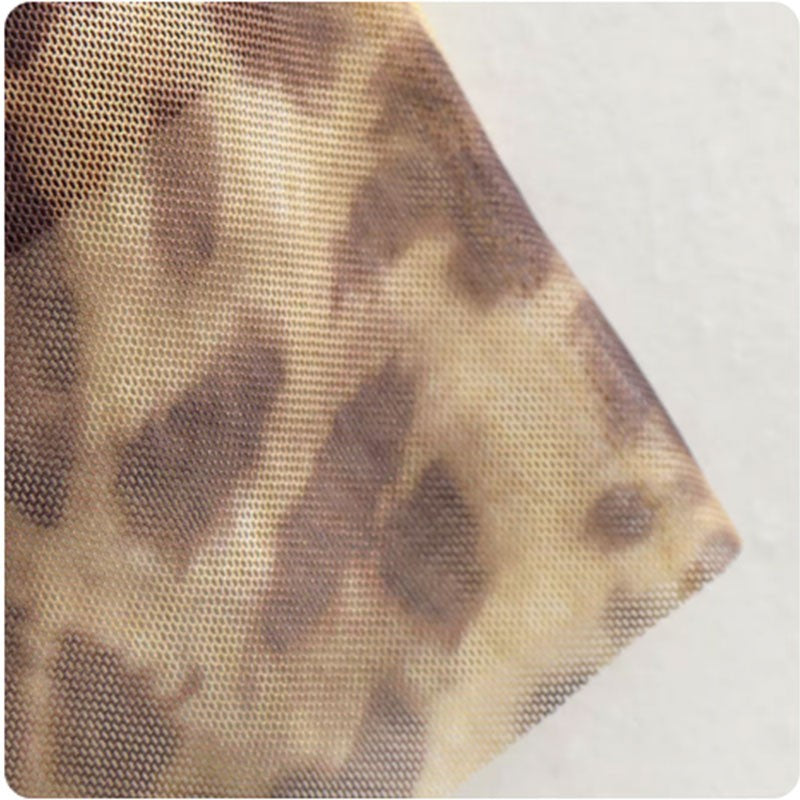 Women Leopard Tulle Midi Skirt 2024 Summer Fashion High Waist Elasticated Waistb