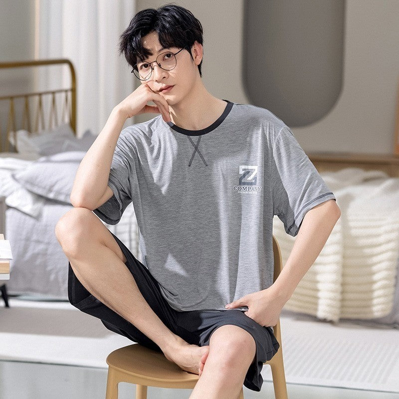 Cotton Summer Thin Men's Pajamas Set Plus Size Short Sleep Tops Pant Sleepwear Suit Male Home Suit Homewear Casual Pyjamas