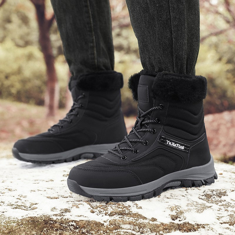 2025Brand Warm Winter Men's Hiking Boots Outdoor Snow Men Boots Men Work Casual Sneakers High Top Keep Warm Non-slip Ankle Boots