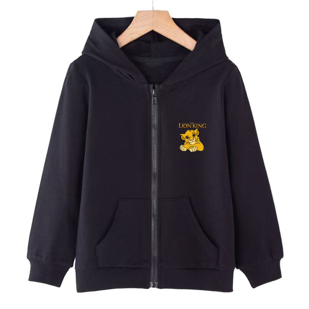 Children's New Anime Lion King Simba Zipper style Pink Long Sleeve Hoodies Tops leisure Sweatshirt Girls Age 3-12 Holiday gifts