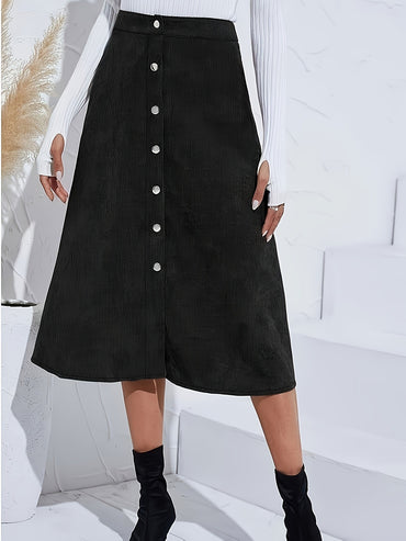 Black Elegant woven half skirt for women plus size high waist A-line skirt casual business women's skirt Black