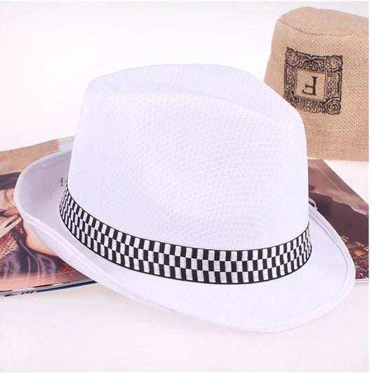 Summer short brim Fast Dry jazz hat for Children Men Women with Striped Band outdoor Beach Parent-child Cap UV protection hat