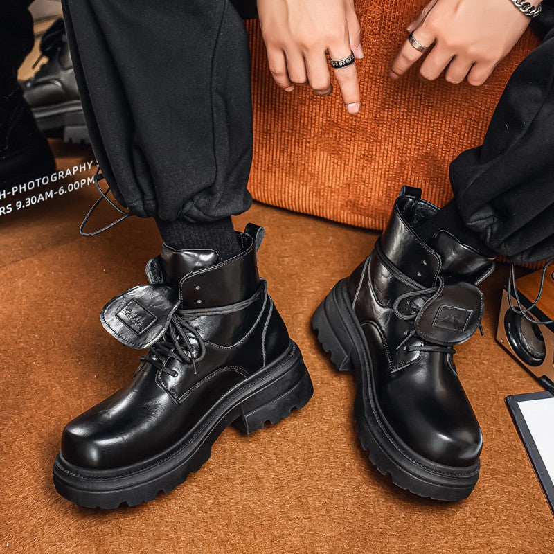 2025 Men's Autumn and Winter Derby Shoes: Thick-soled height-increasing large-head thick-soled high-top shoes.