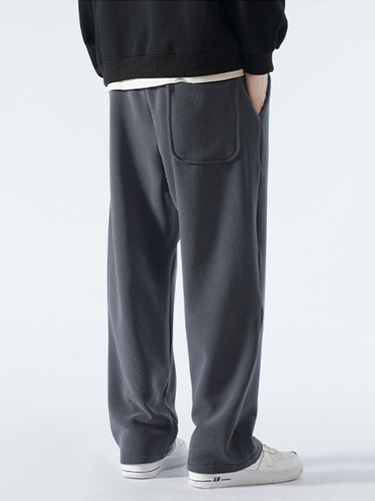 Winter Men's Sweatpants Korean Fashion Thick Warm Fleece Wide Leg Straight Loose Track Pants Male Casual Thermal Velvet Trousers