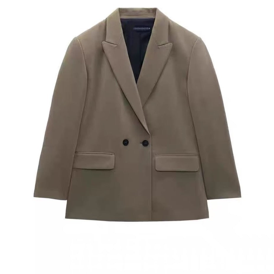 PB&ZASpring/Summer 2023 New Commuting Loose Leisure Fashion Suit Lapel Loose Double Breasted Blazer