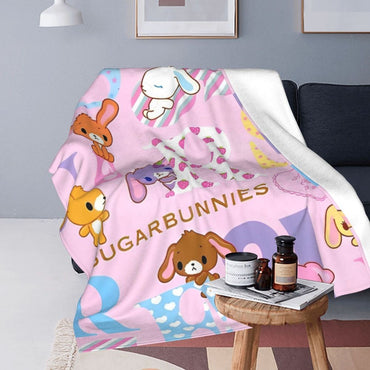 Sugarbunnies Sugar Rabbit Knitted Blanket Fleece Super Soft Throw Blankets for Outdoor Travel Bedroom Quilt