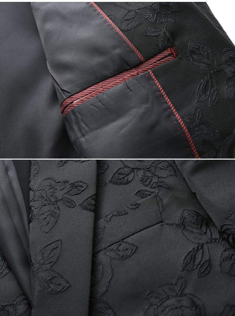 Summer and Autumn New Men Rose Suit Jacket Black White Fashion Male Business Wedding Party Dress Blazer Coat Large Size 6XL