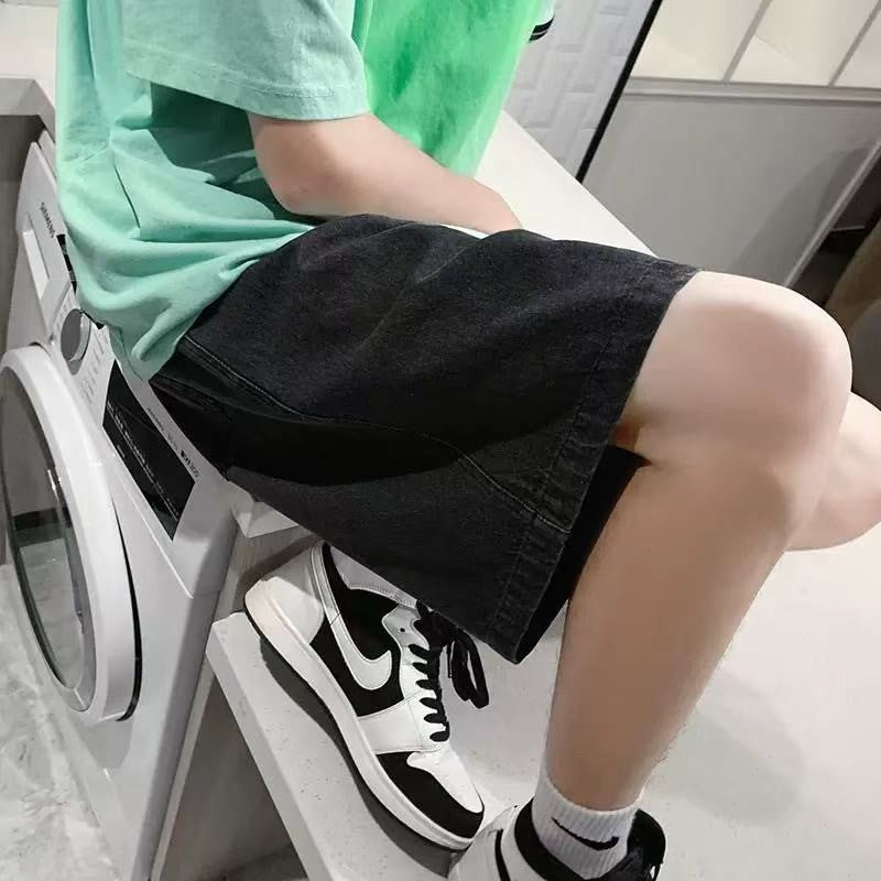 Summer men's seven inch jeans fashion design men's jeans slim fit straight leg short jeans casual loose wide leg denim shorts