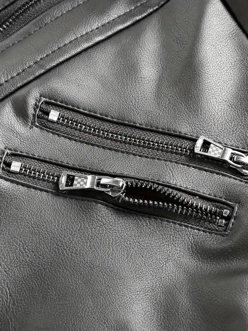 Motorcycle Leather Jackets Man Casual Fashion Motorcycle Coat Slim Fit Lapel PU Jackets Autumn Anti-wind Leather Coat Male