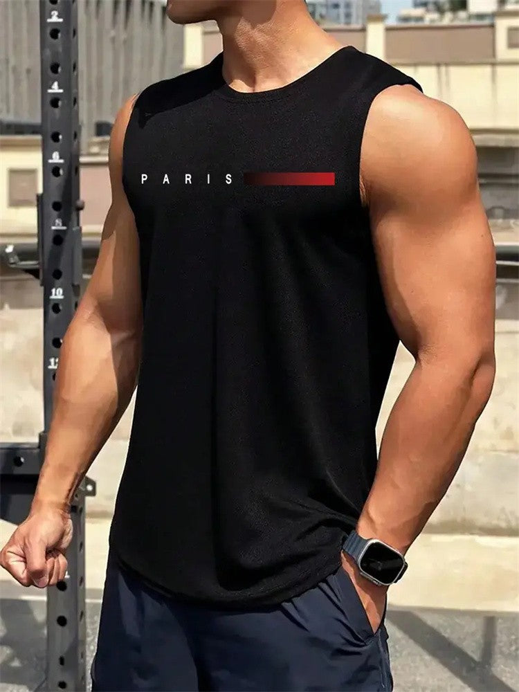 New Men's Outdoor Casual T-Shirt Gym Exercise Sleeveless Shirt Mens Summer Loose