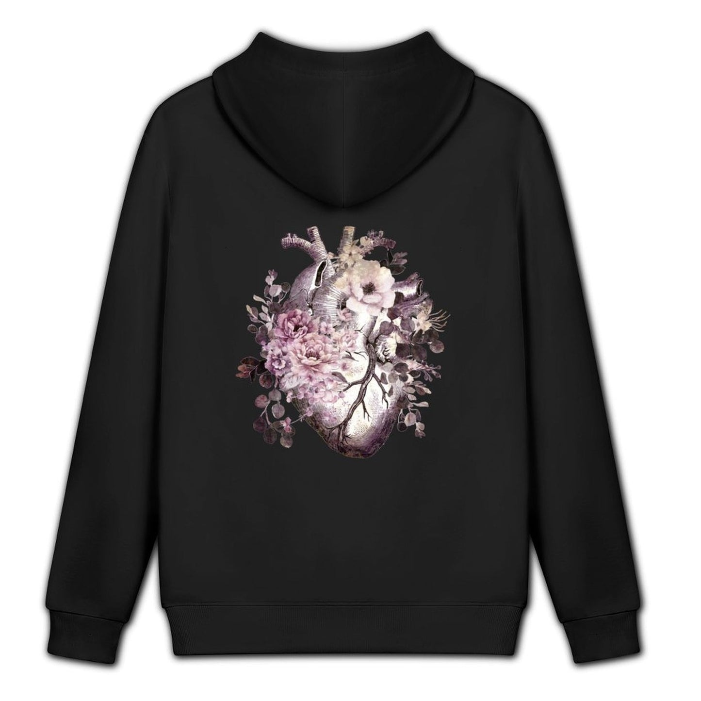 Bloom Floral Heart Human Anatomy pink watercolor style flowers Hoodie fashion men new hooded tee
