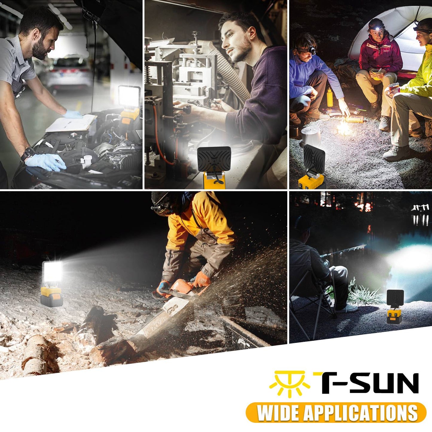 Portable 48W 5200LM LED Work Light Cordless Work Light Adjustable Base Rechargeable LED Flood Light for DeWalt No Battery