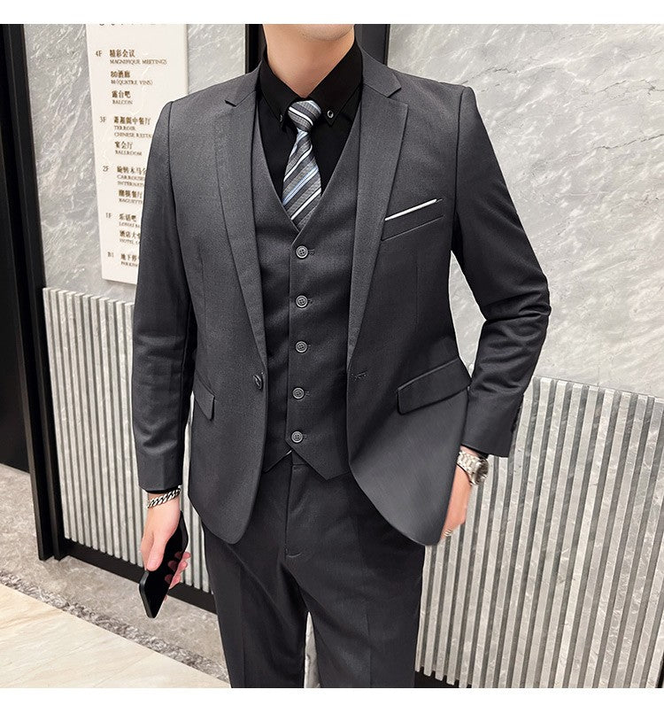 Men's High-Quality 3-Piece Business Casual Wedding Suit Vest Trousers Set Handsome Fashion Banquet Clothing S-6XL