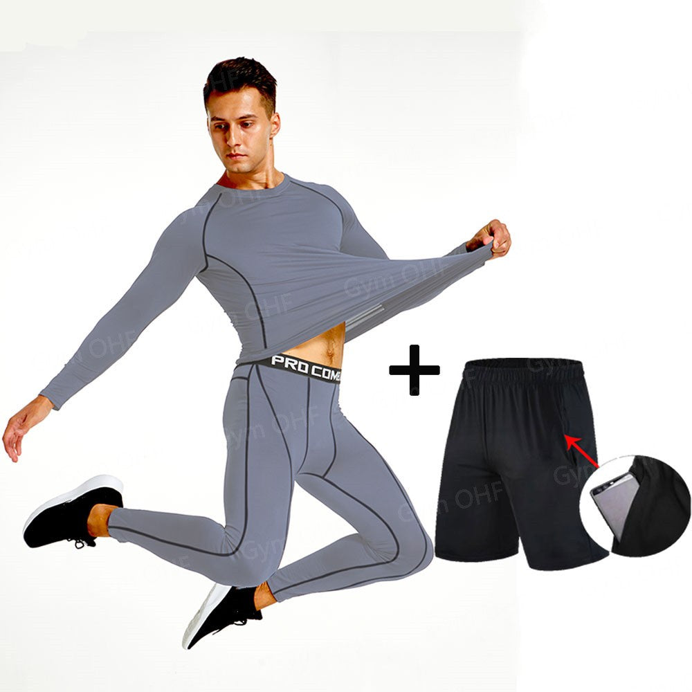 Thermal Man Underwear Set Spi/Der Compression T Shirt Leggings Yoga Sets Fitness
