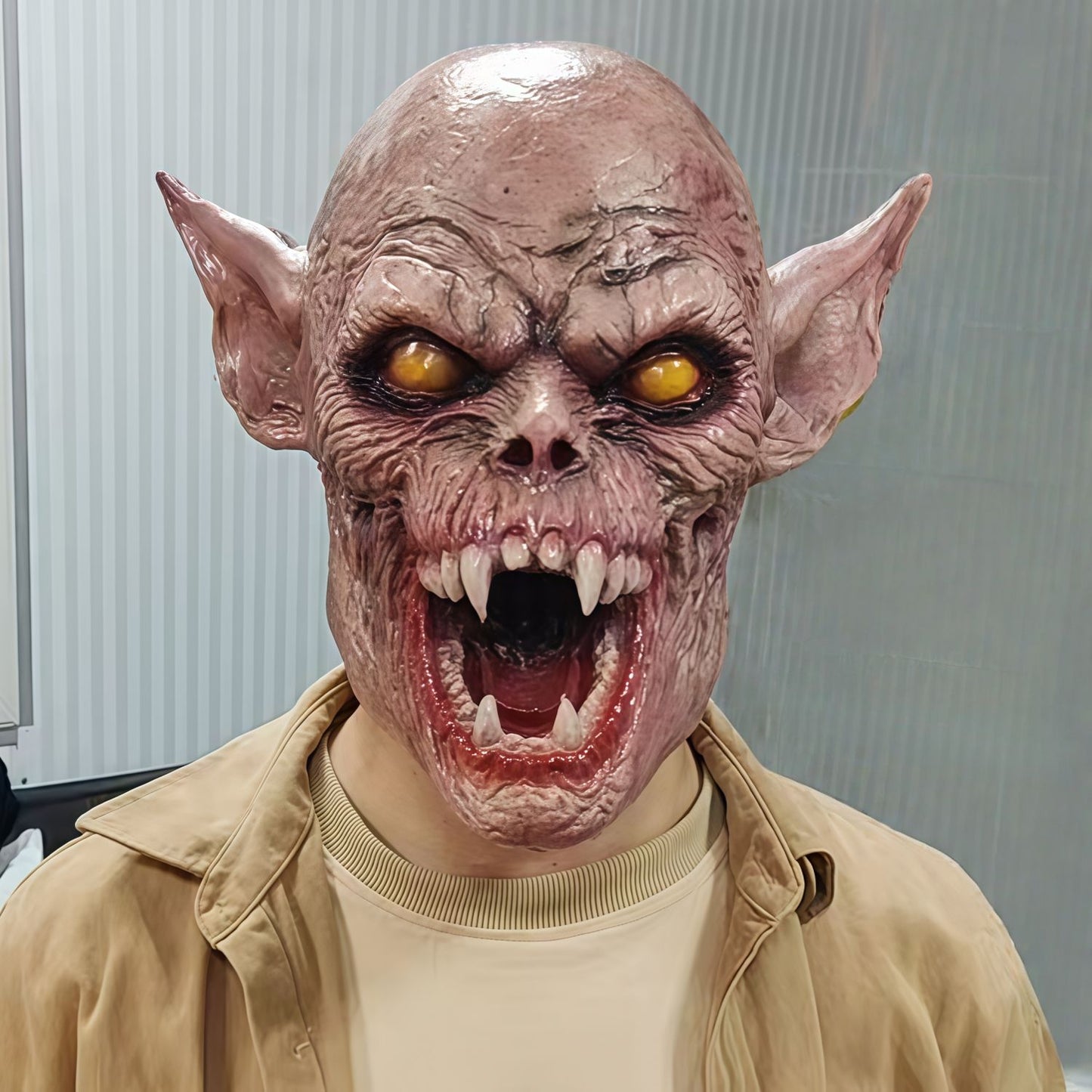 Scary Realistic Demon Vampire Mask Latex Full Head Horror Ghoul Monster Mask For Halloween Cosplay Party Props Adult Costume