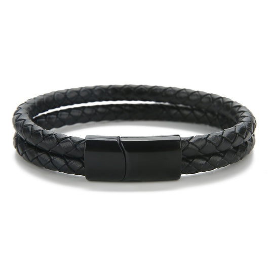 New Vintage Double Layer Braided Leather Bracelet for Men Women Magnetic Clasps Bracelets Punk Charm Men Fashion Jewelry