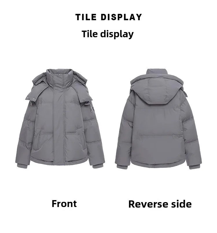 Winter Grey Heart Shaped Short down Cotton Jacket Men Women Couple Bread Style Outerwear Unique Design Sensation Coat