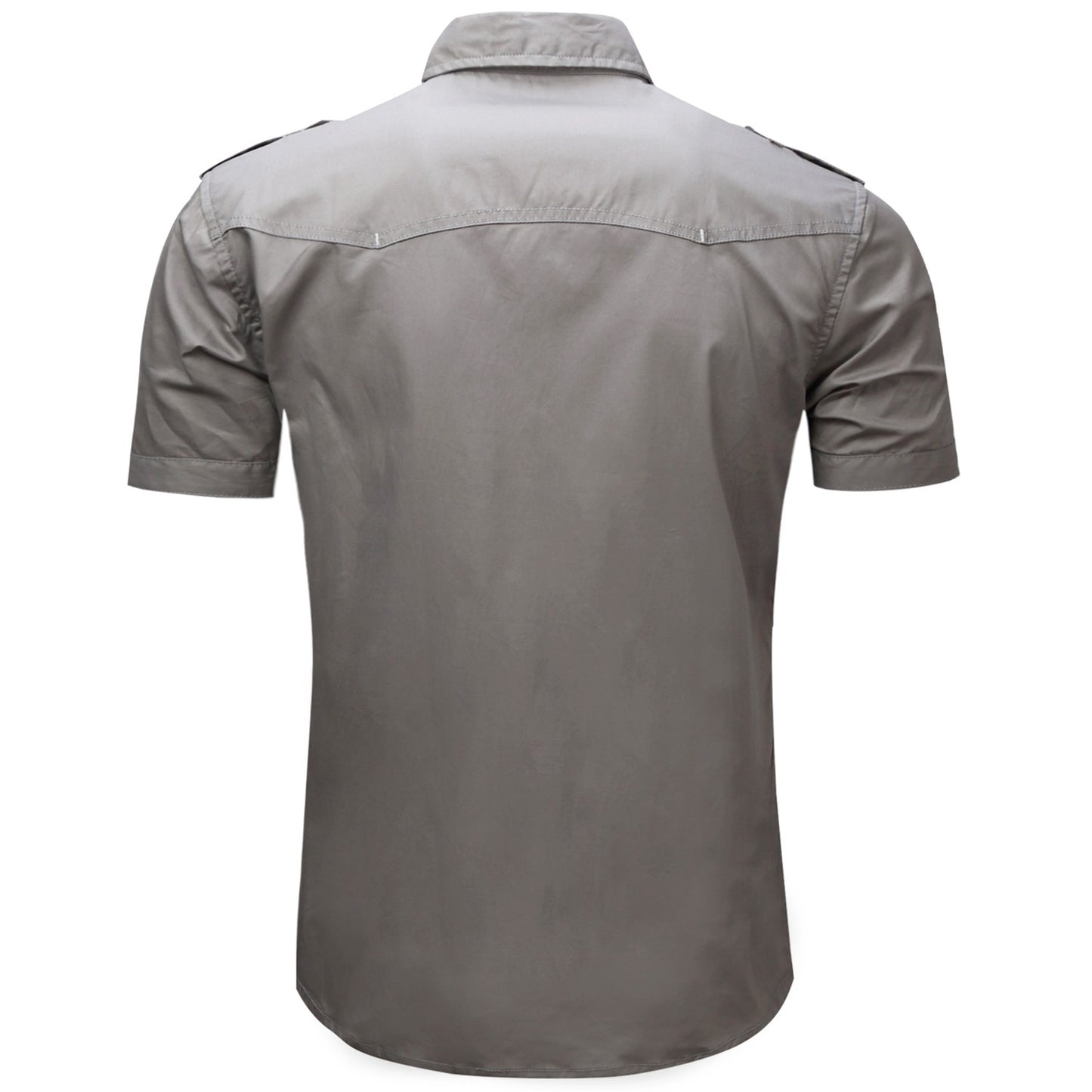 2025 New Fashion Men's Short Sleeve Safari Shirt Tops Summer 100% Cotton Solid Color Casual Cargo Work Shirts with Pocket