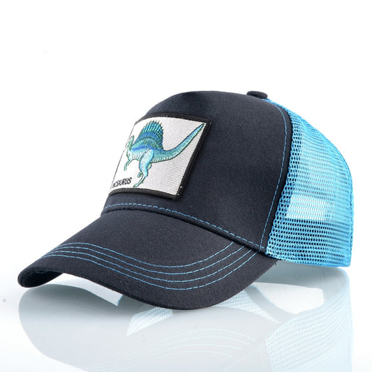 Boné de beisebol de verão masculino Bonés de caminhoneiro streetwear feminino com patch de espinossauro snapback hip hop Drack Bones viseira ajustável