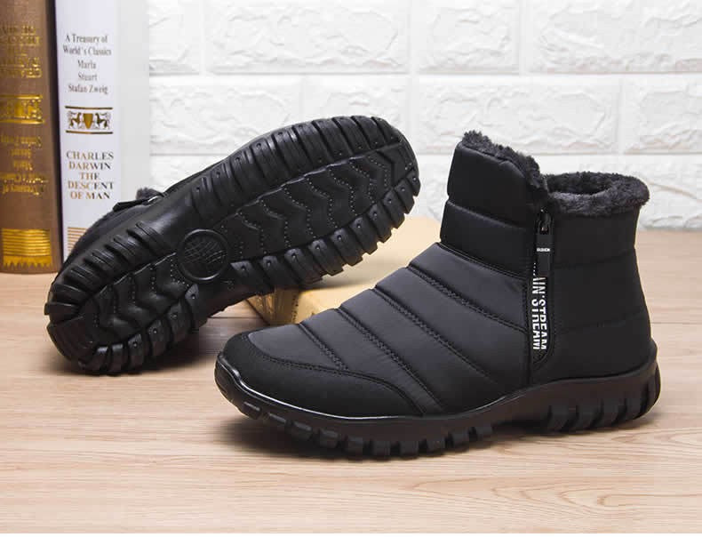 Botas de Inverno Masculinas Tênis de Algodão Quente com Zíper Botas de Neve Cano Curto, Sapatos Casuais de Outono Botas de Neve Impermeáveis com frete grátis