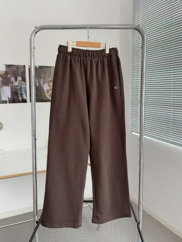 Cotton Loose 2025 Straight Trousers Women Elastic High Waist Black Sports Pants Women Autumn Winter Thicken Sweatpants Women