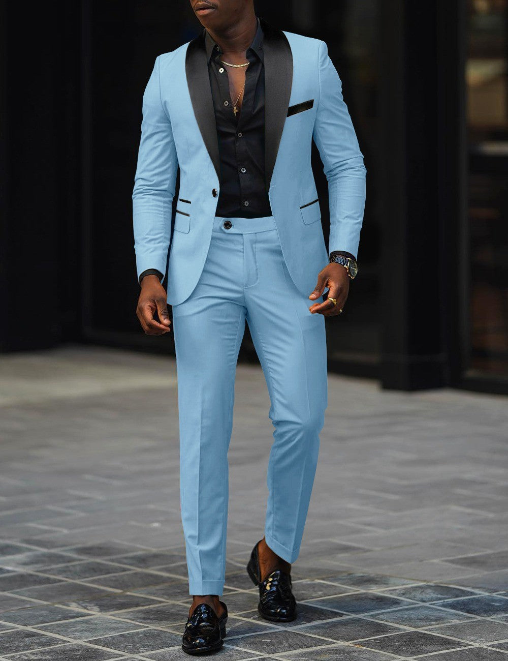 Men's New Fashion Business Casual Two-piece, Comfortable and Breathable Slim-fit Side Slit Single-button Suit Jacket+trousers