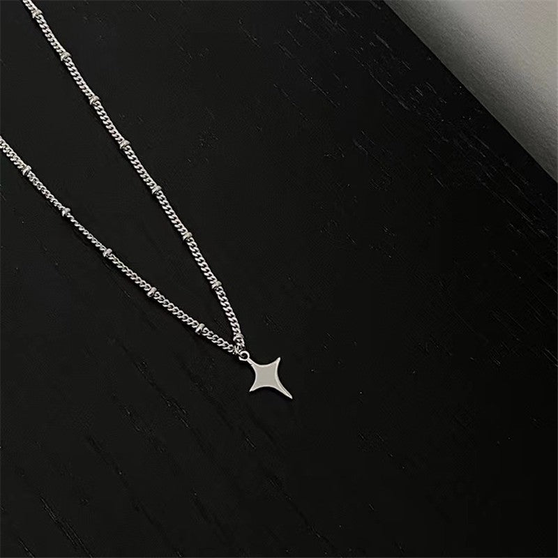 Colar de corrente com pingente de estrela prateado Kpop Gótico para mulheres, homens, Egirl, Y2K, Legal, EMO, Punk, Estética Grunge, Presentes