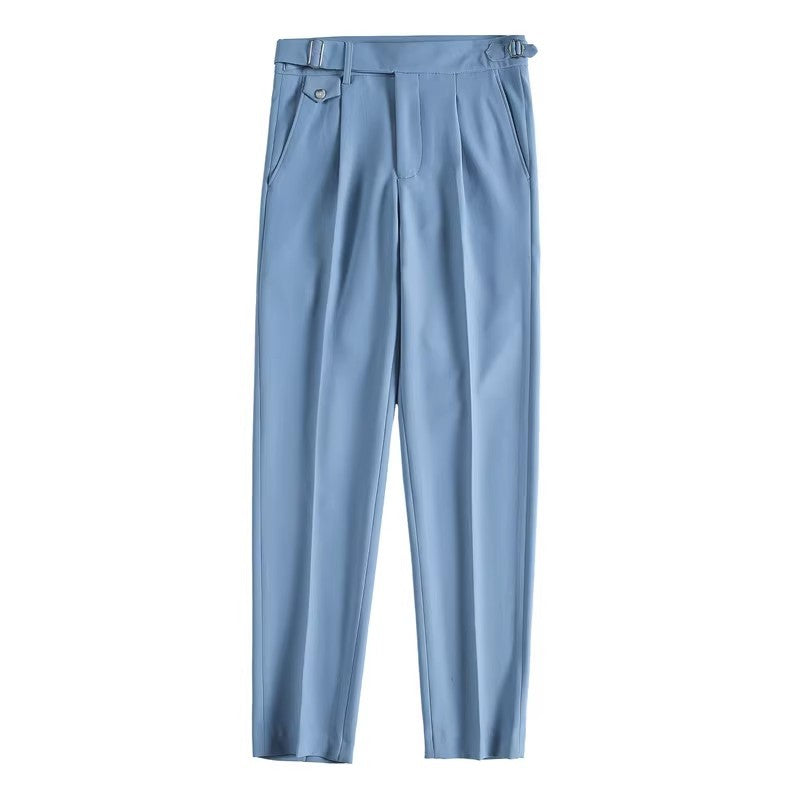 New Men's Suit Pants England Style Smart Casual Solid Slim Fit Straight Dress Pants For Men Formal Trousers Mens Clothing 2024