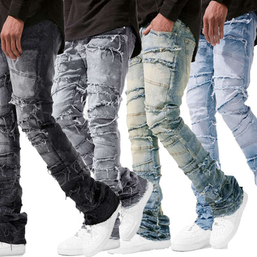 Novas calças jeans com pernas retas, jeans retrô, estilo urbano, moda ins, estilo explosivo, calças jeans masculinas retrô elásticas, novas.