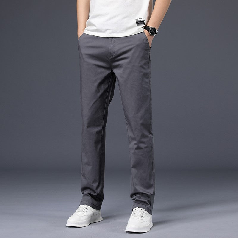 Mens Pants Cotton Casual Stretch male trousers man long Straight High Quality 4 color Plus size pant suit 42 44 46