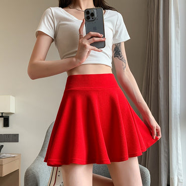 Bubble Short Skirt Women Half Skirt Anti Exposure High Waist Sun Underwear Hundred Pleats