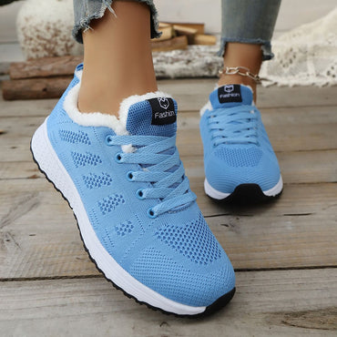 Winter Warm Casual Sports Shoes Women's Fleece-lined High-top Sneakers