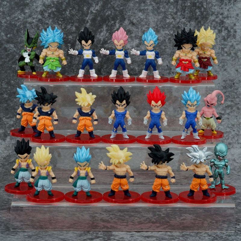 21pcs/lot Dragon Ball Mini Figure Super Saiyan Goku Vegeta Action Figures DBZ Dolls Model Toys Gifts