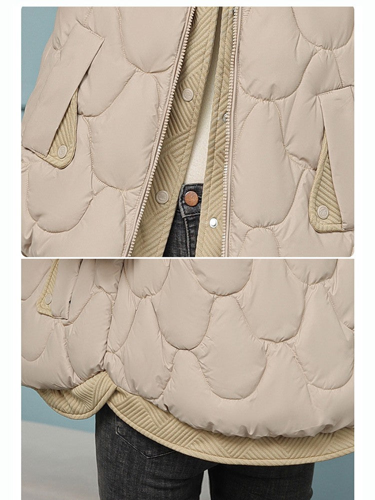 Fitshinling Fashion New In Warm Parkas Coat Outerwear Women Clothing Fake Two-piece Cotton Padded Quilted Winter Jacket Female