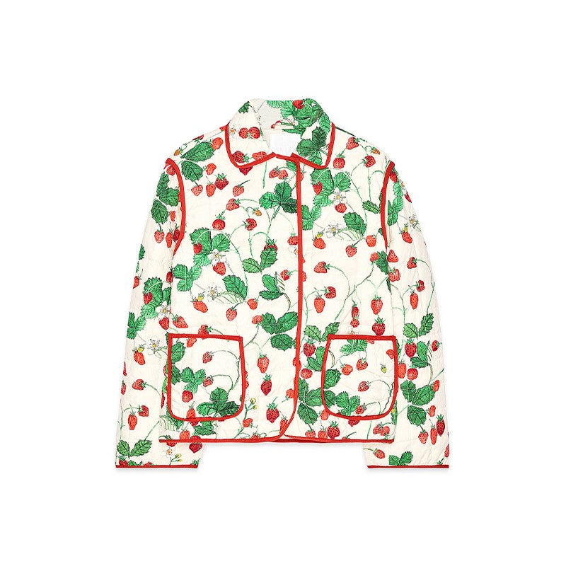 Women's Fashion Print Panelled Quilted Cotton Jacket Long Sleeve Pocket Cardigan Coat 2025 Autumn Winter Daily Casual Outerwear