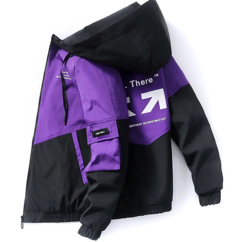 2023 Men's Spring and Autumn New Jackets High Street Trendy Printing Cargo Coat Stitching Color Windproof Pilot Jacket Male