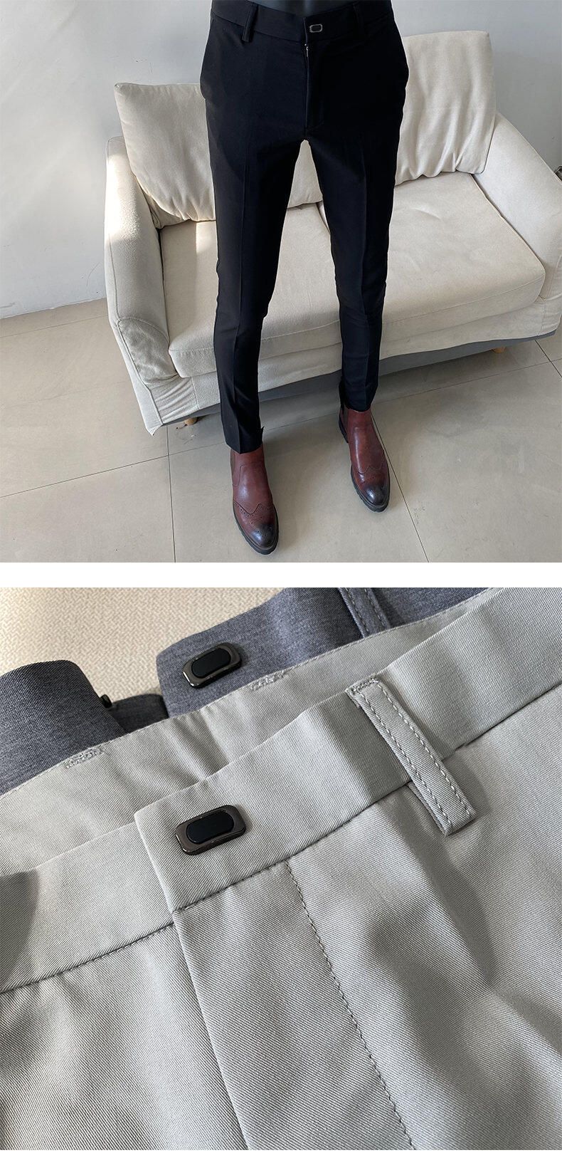 Men Suit Pant 2025 Autumn Solid Elastic Waist Dress Pants Calça Masculina Men Slim Business Office Social Ankle Length Trousers