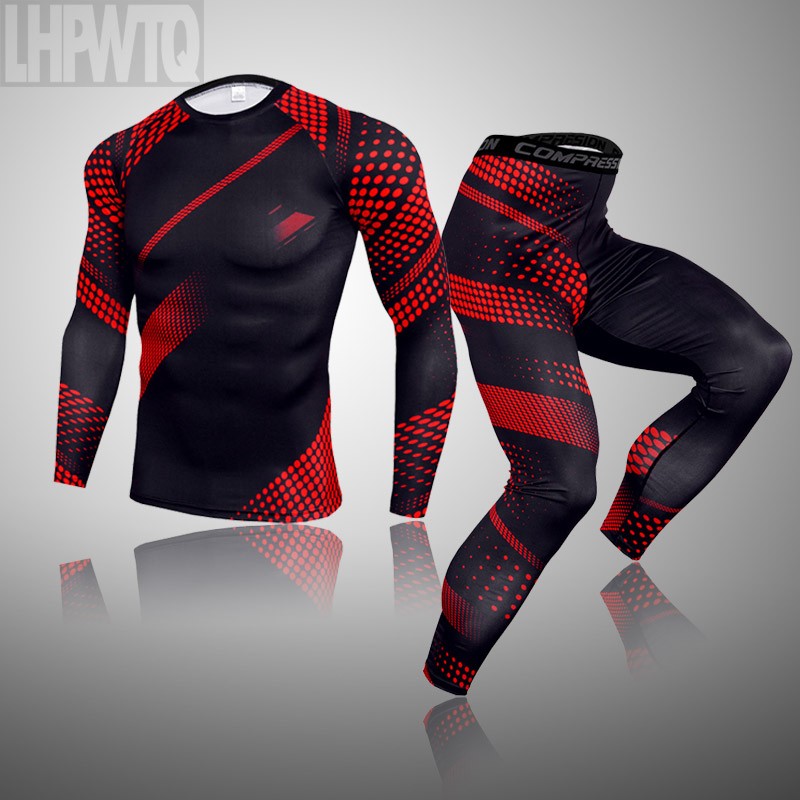 Men Compression Jogging suit Winter Thermal underwear Sports Suits Warm Men's Tr