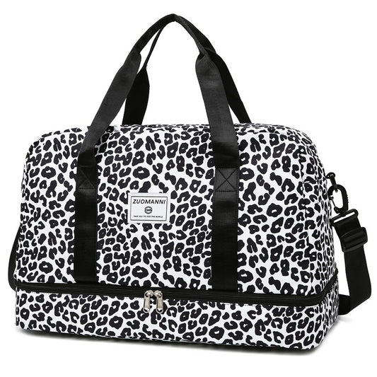 Spacious & Durable Women's Carry-On Travel Bag with Animal Print Nylon Large Capacity Sports Gym Bag Weekend Overnight Bag