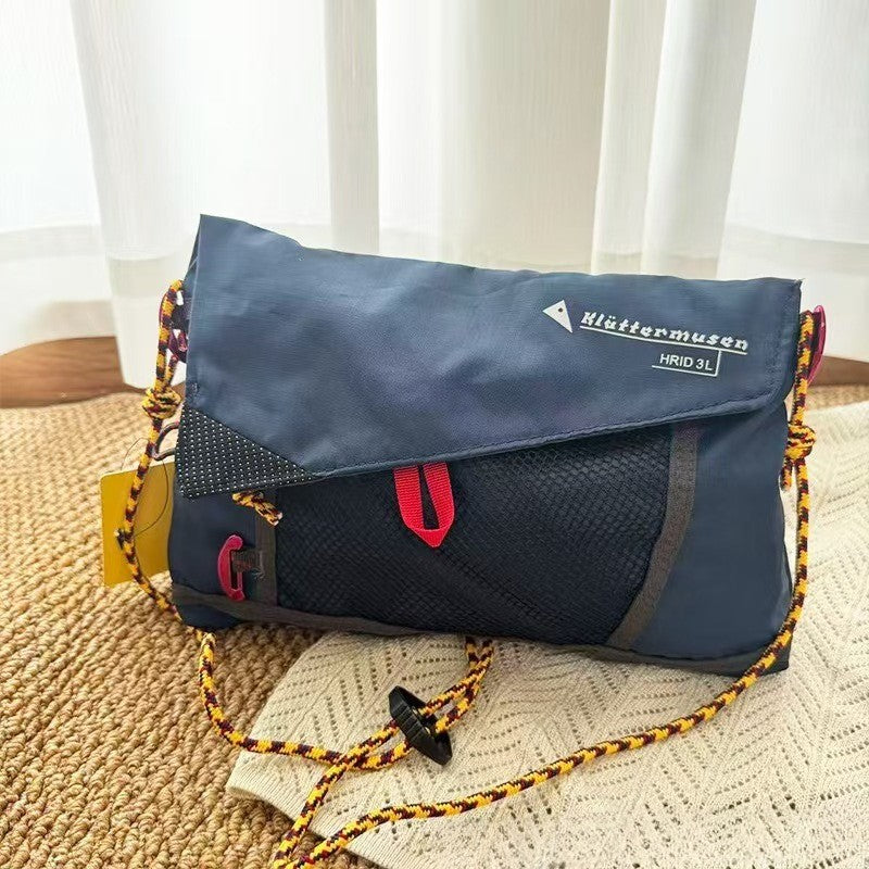 2025 New Ultra-Light Unisex Single-Shoulder Crossbody Bag, Hollow Mesh Color-Blocked Men's Cycling Travel Messenger Bag