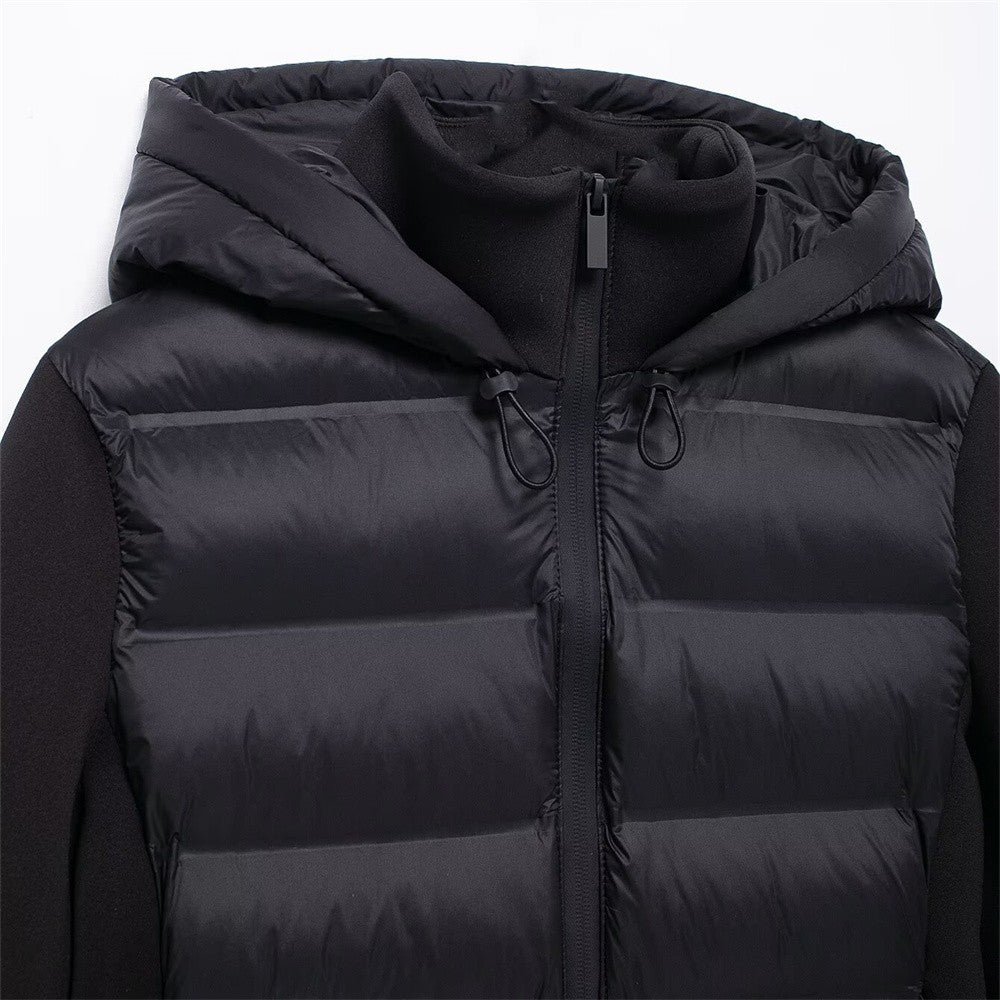 UNIZERA slim fit zipper hooded short warm jacket autumn and winter new product long sleeved solid color women's cotton jacket