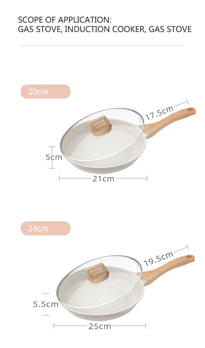 Panela Wok Antiaderente Frigideira Cerâmica Pedra Medicinal Fogão a Gás Indução Utensílios de Cozinha Universais Panela Antiaderente para Bife e Molhos