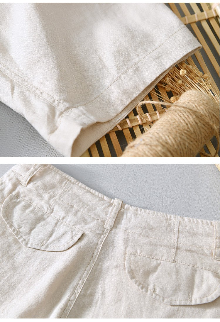 100% Pure Linen Shorts Fpr Men Summer New Fashion Loose Beach Holiday Shorts Man Casual Shorts Plus Size Y2894