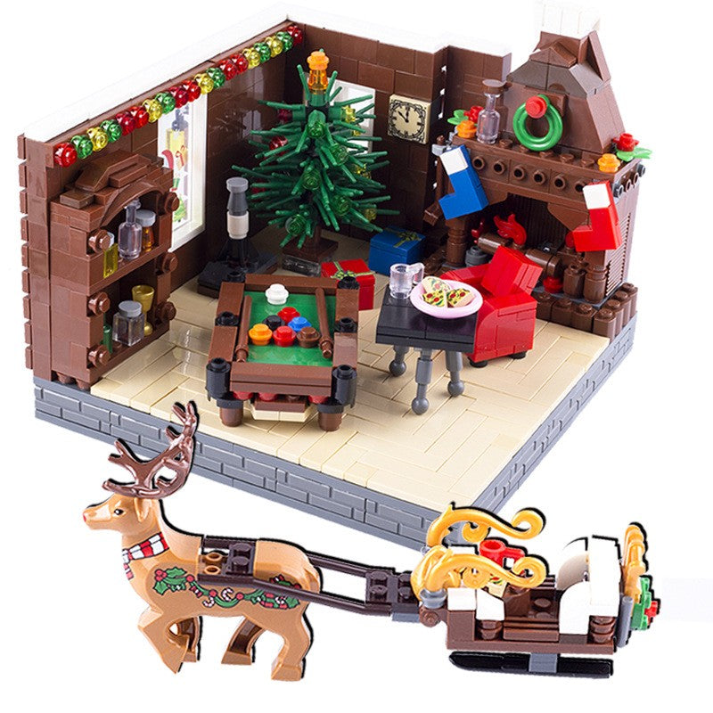 Hot Christmas Animals Deer Building Blocks Farm Scene Zoo City View Elk Reindeer Sled Figures Sika Deer Bricks Girl Boy Toy Gift