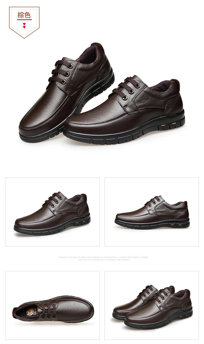 Sapatos Masculinos de Couro Feitos à Mão, Sapatos Sociais Casuais e de Negócios Minimalistas, Modernos, com Cadarço, para Pais de Meia-Idade