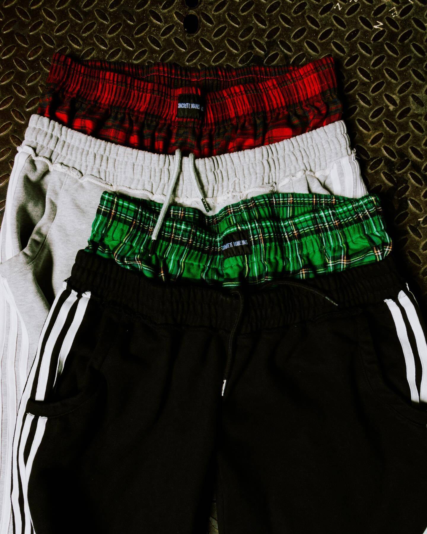 Y2K Casual Sweatpants Double Waist Checkered Camouflage Striped Side Splicing Wide Leg Pants American Style Trendy Streetwear