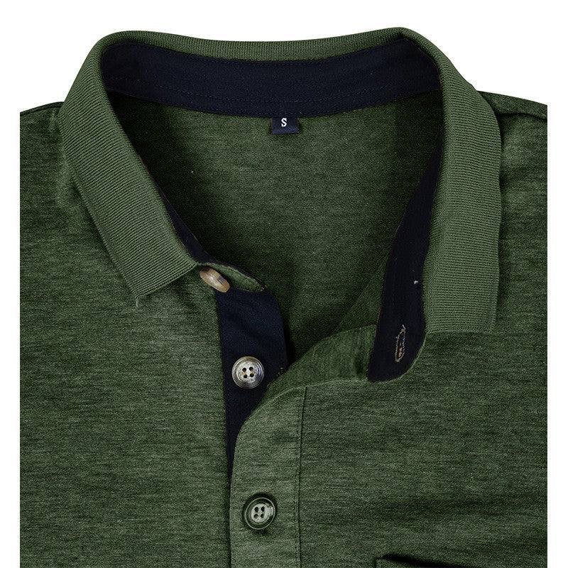 Spring Trend Men's Long Sleeve Casual Tshirt Solid Lapel Button Up Pullover Tops Autumn Turn Down Collar Bottoming Polo Shirt