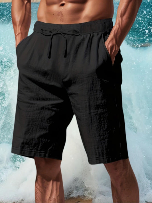 Summer New Men's Breathable Whiter Shorts Hawaii Beach Pants Male Solid Color Trousers Loose Versatile Streetwear 3XL For Men