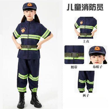 Children's Firefighter Performance Costume Kids Sets Boys and Girls Cosplay Fireman Clothes Festival Stage Show Clothes